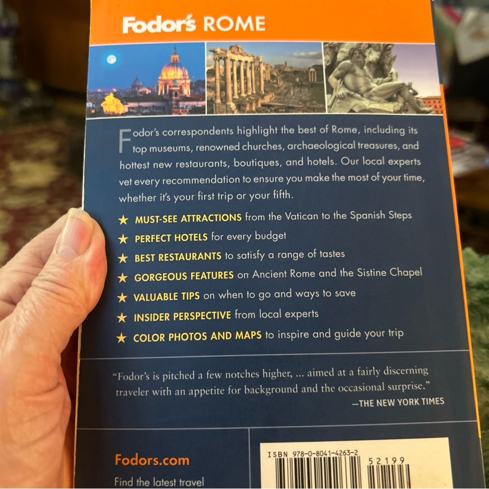 Fodor’s Travel Rome Guidebook - Orange Cover with Rome Map intact - Picture 2 of 6